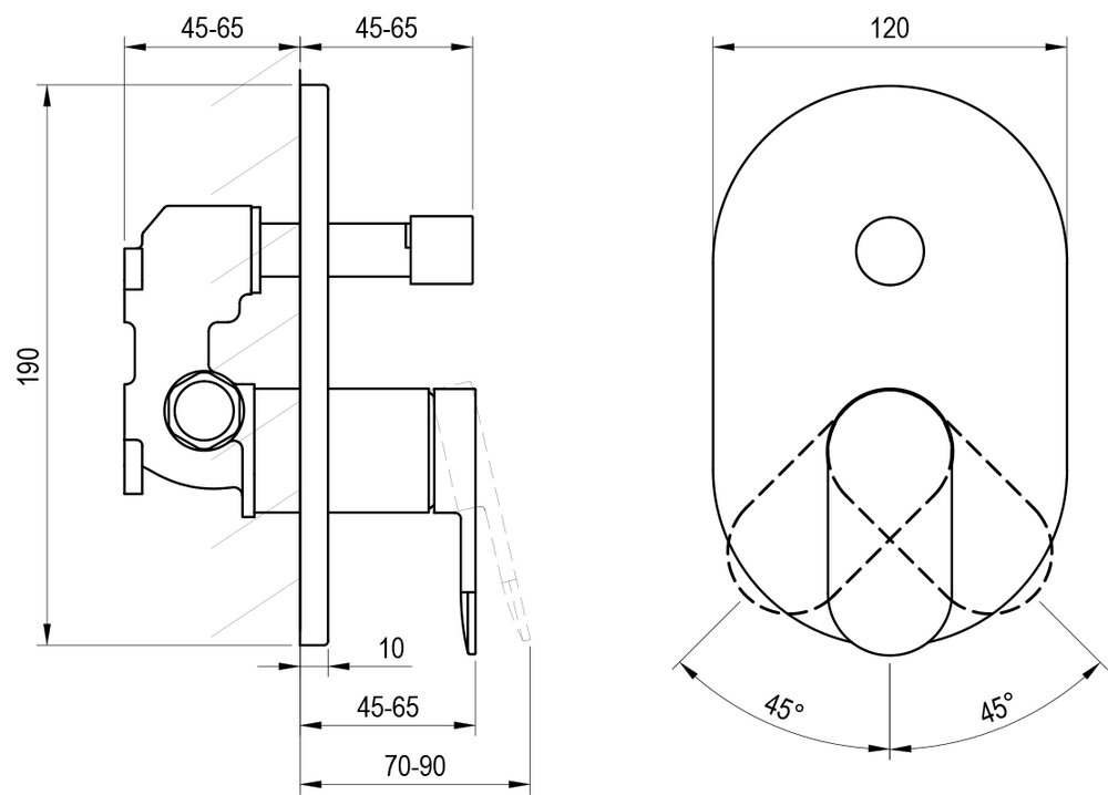 Robinet sous revêtement muralm Chrome II pour R-box