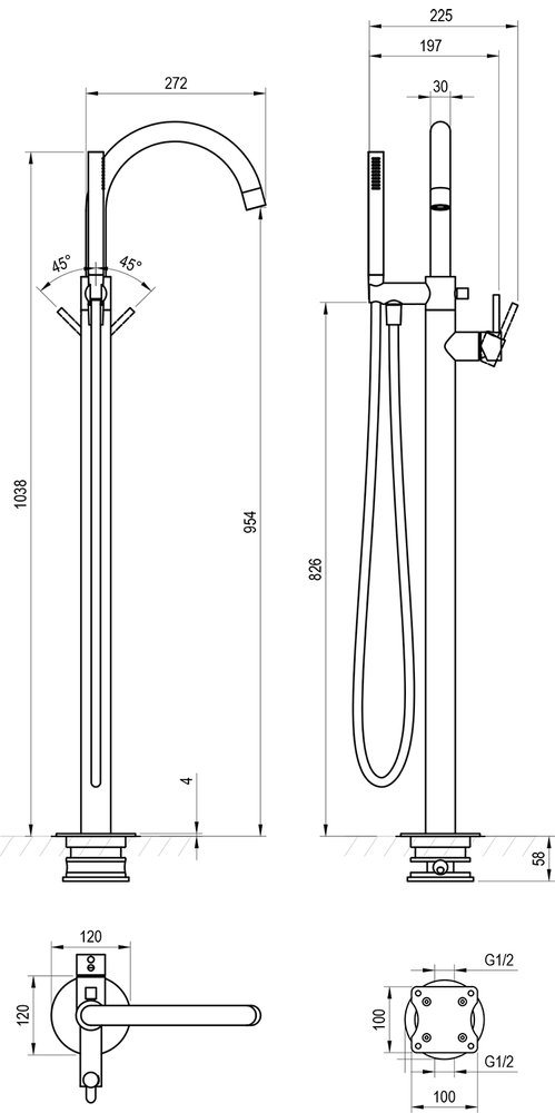 Colonne mélangeur pour baignoire ES 080.00